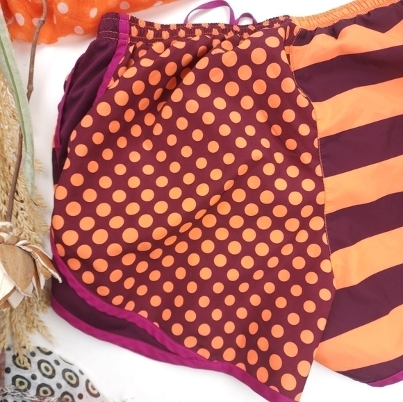 Nike Dry Fit Orange Purple Dot Stripe Women's Shorts Sz M - Picture 10 of 11